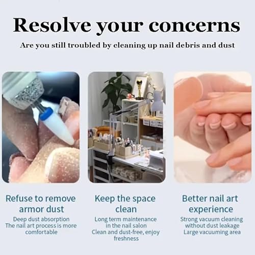Professional nail dust collector, nail art tool with strong suction power, Adjustable Speed Reusable Filter, Strainer Panel for Acrylic Nail Polishing Manicure Salon Home