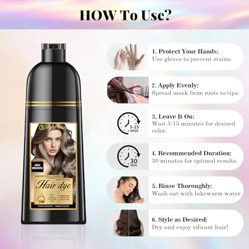 Ash Brown Hair Dye Shampoo 3-in-1 | Gray Coverage