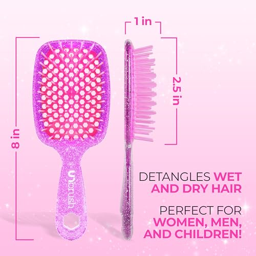 FHI Heat UNbrush Detangling Brush for Pain-Free Brushing on All Wet or Dry Hair Types — Durable DuoFlex Anti-Static Bristles, Lightweight Handle, Vented Hair Brush, Rose Quartz Pink