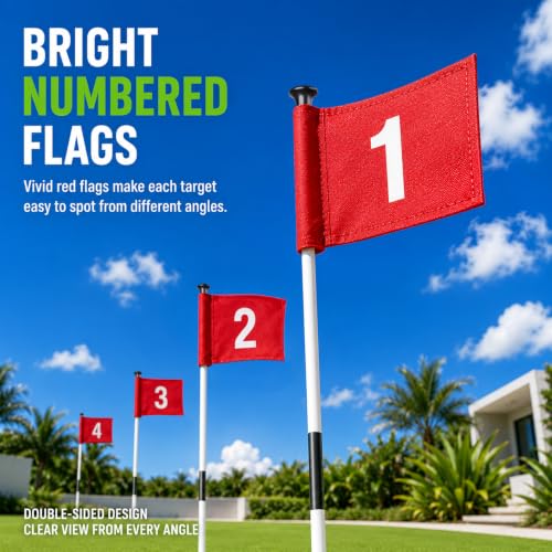 3FT Fiberglass Golf Flagsticks Set with Flags and Cups - Portable Practice Poles for Backyard & Indoor Putting Green
