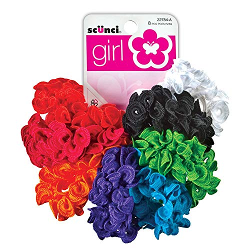 Scunci Ruffle Ponytailers, Bright Colors, 8-Count per Pack (1-Pack)