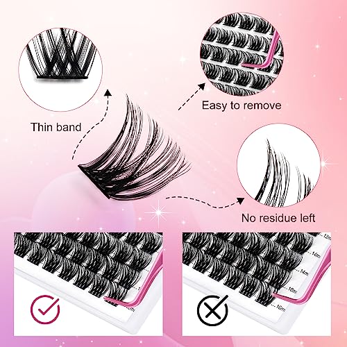 FADLASH Lash Clusters DIY Eyelash Extensions 96 Pack D Curl