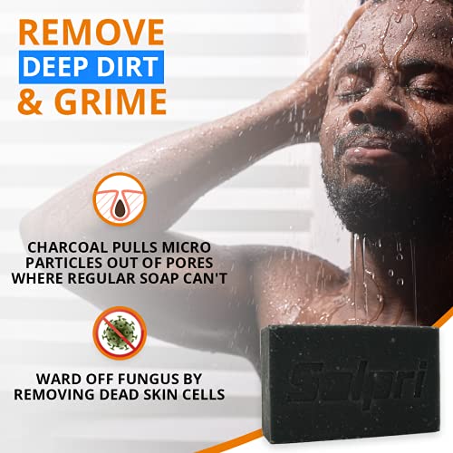 Shield Exfoliating Charcoal Bar Soap for Athletes ? Deep Clean with Lemongrass & Tea Tree ? 4 oz (Two-Pack)