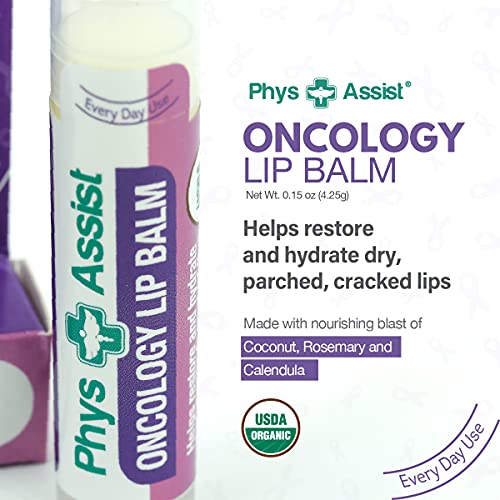 Oncology Lip Balm USDA Organic, Hydrate Dry, Parched Lips. Moisturizing -3 Pack
