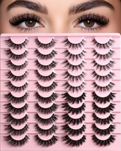 Wispy Cat Eye False Eyelashes, 20 Pairs, Clear Band