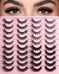 Wispy Cat Eye False Eyelashes, 20 Pairs, Clear Band
