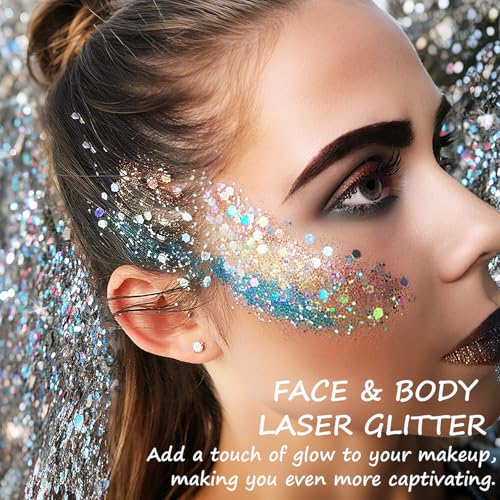 Body Glitter Gel Set - White Pink Blue Holographic Sequins