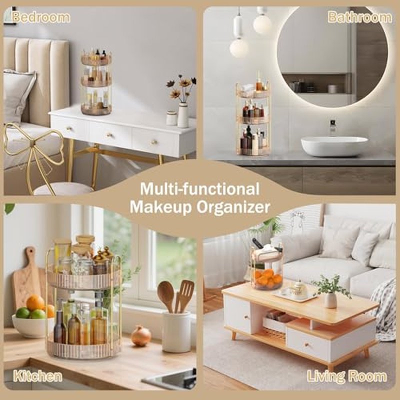 MOKANI 360° Rotating Makeup Organizer - 2 Tier Perfume Storage