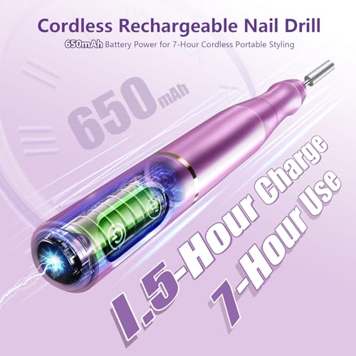 TUOBEO Cordless Electric Nail Drill Kit - Portable 20,000 RPM Efile Set