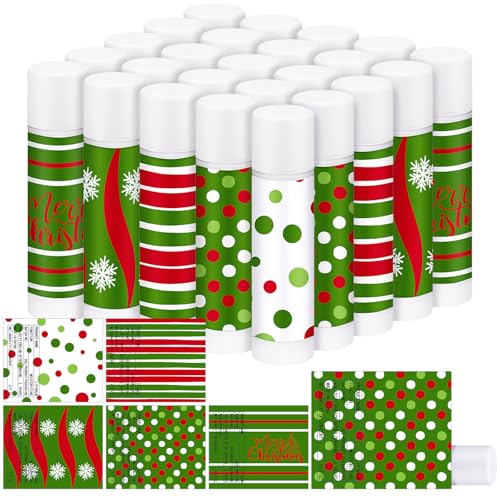 25 Pcs Christmas Peppermint Flavor Lip Balms Gifts Bulk Mini Peppermint Candy Flavor Moisturizing Lip Balms Elf Xmas Christian Party Favors Xmas Stocking Stuffer Bulk for Women Coworker Staff Employee