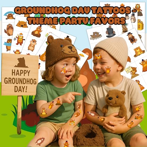 Groundhog Day Temporary Tattoos - 96PCS Party Favors