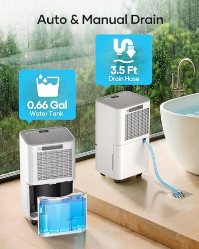 34 Pints Dehumidifier for Large Spaces with Drain Hose