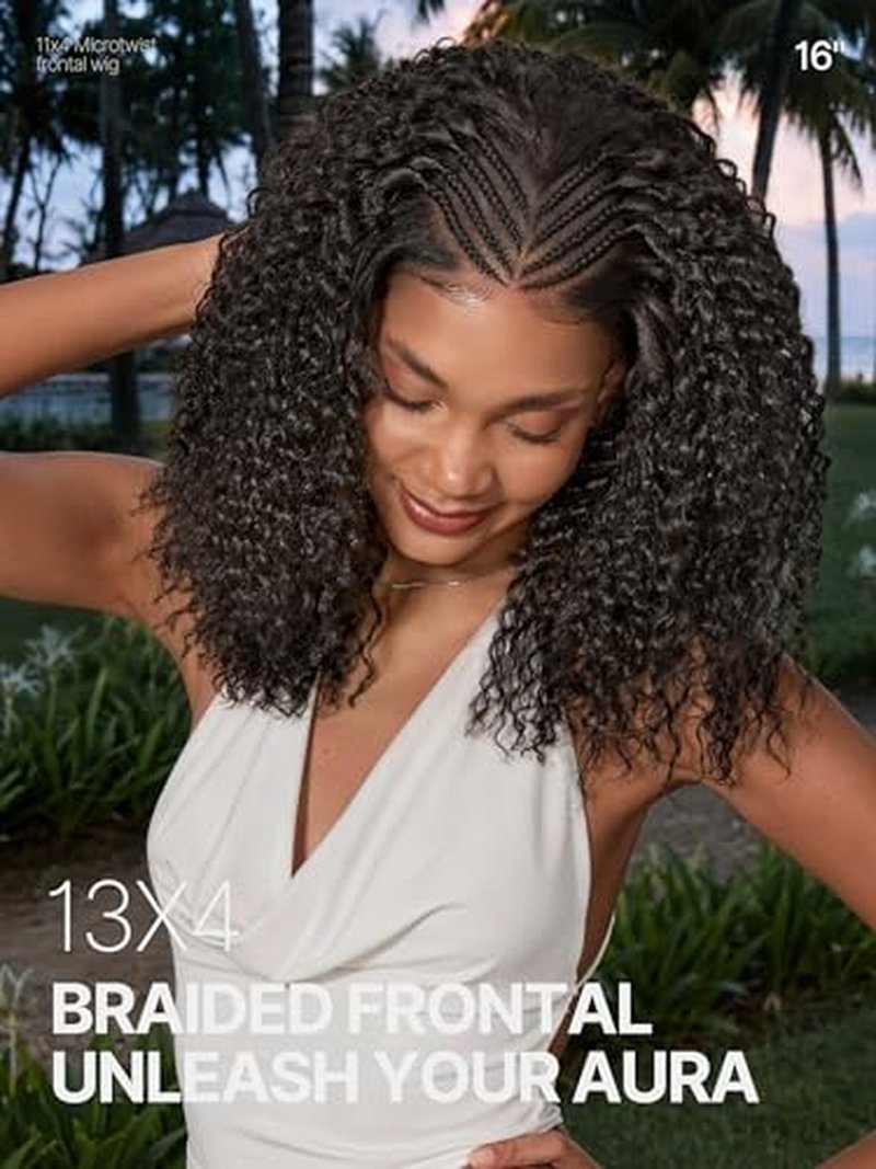 Frodio 13x4 Lace Frontal Braided Wig - Glueless Human Hair Blend, 16"