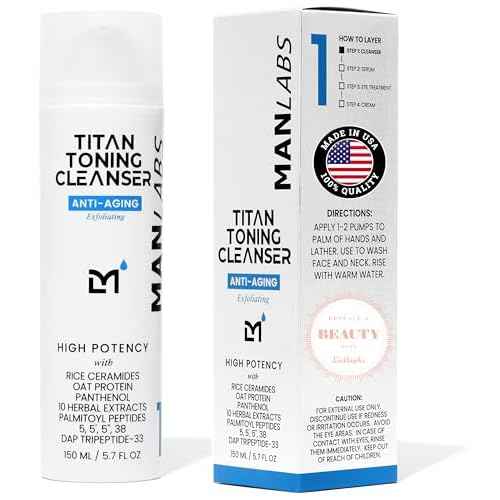 Titan Anti-Aging Mens Face Wash ? For Men, Cleanse, Hydrate, Revitalize ? Gentle Exfoliating Face Cleanser ? Men, Skin Care ? Herbal Extracts, Ceramides, Peptides, All Skin Types ? Unscented
