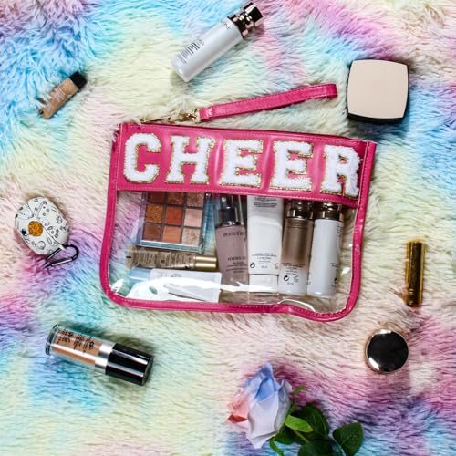 Cheer Chenille Makeup Bag with Patches | Waterproof Cosmetic Organizer