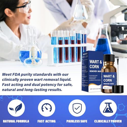 Mitreal Wart Remover Liquid with Salicylic Acid - Fast Acting for Warts, Corns & Calluses - 15ml
