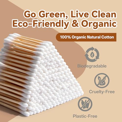 Bamboo Cotton Swabs 500 Count - 100% Biodegradable