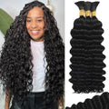 26 Inch Virgin Human Braiding Hair for Boho Braids - 120g Deep Wave Bulk