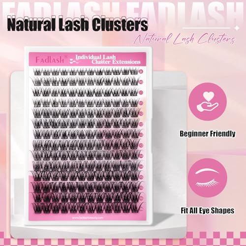 FADLASH Wispy Lash Clusters D Curl 8-16mm - 168Pcs Reusable