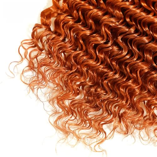 WuvuSnm 22-26 Inch Ginger Deep Wave Human Hair Bundles - #350DP Orange, 150g Each