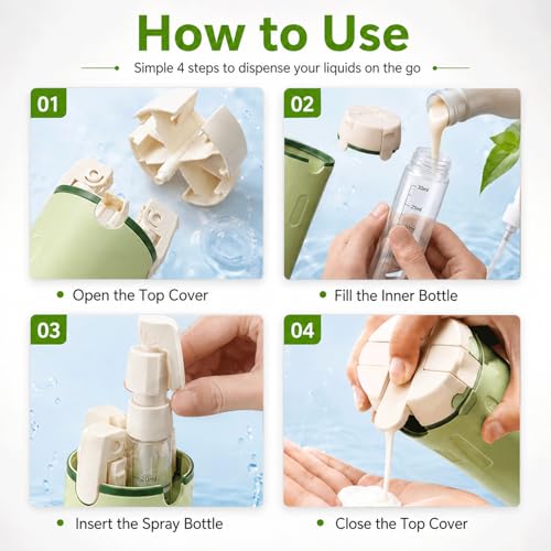 4-in-1 Travel Dispenser Bottle Set - Leak-Proof TSA Compliant