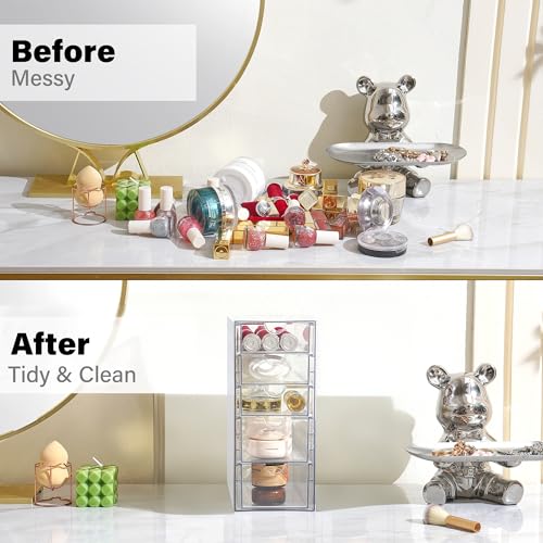 Prsildan 5-Drawer Acrylic Hair & Makeup Organizer, Space-Saving Storage