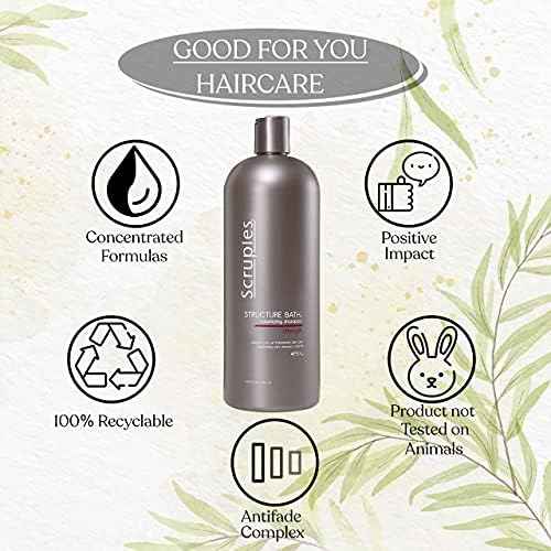 Scruples Structure Bath Volumizing Shampoo - Professional Grade Hair Care - Sulfate Free, Keratin Infused, Moisturizing and Volume Boosting for Fine and Damaged Hair (33.8 oz)