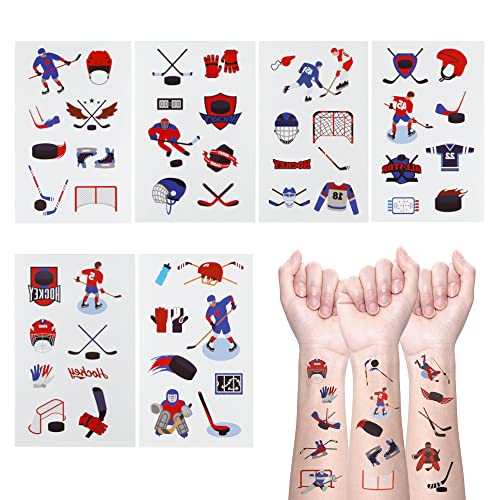 24 Ice Hockey Temporary Tattoos - Waterproof Party Favors