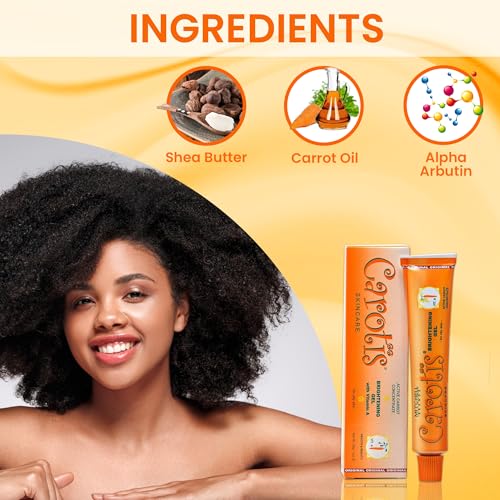 CAROT?S Brightening Gel | 30g / 1 fl oz | Fade Dark Spots on: Face Armpit, Body Knees, Feet, Hands, & Even Out Skin Tone | with Carrot Oil and Alpha Arbutin, For