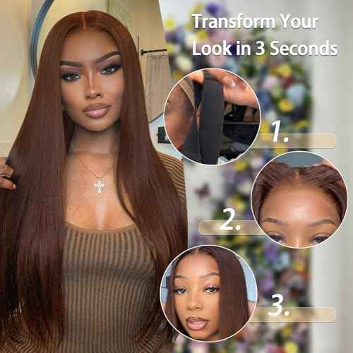 Brown Glueless Wigs Human Hair Pre Plucked Pre Cut 7x5 Chocolate Brown Lace Front Wig 200% Density Wear and Go Brown Wigs Human Hair 22 Inch for Women