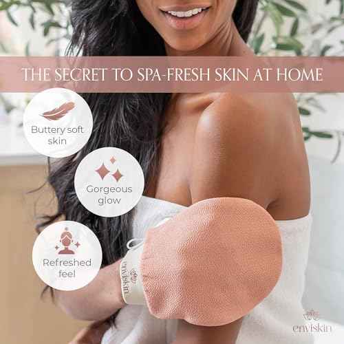 Dermaglow Deep Exfoliating Glove - Plant Based Body Exfoliator for Kerotosis Pilaris & Spray Tan Removal -Pink