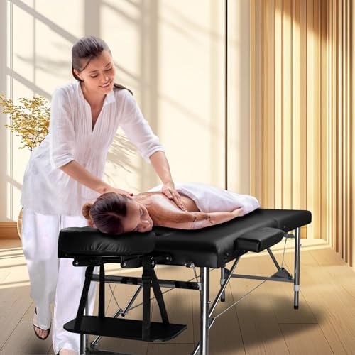 Height Adjustable Massage Bed with PU Leather - Foldable