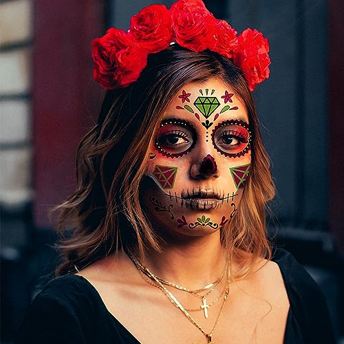 Day of the Dead Temporary Face Tattoos - 10 Sheet Kit