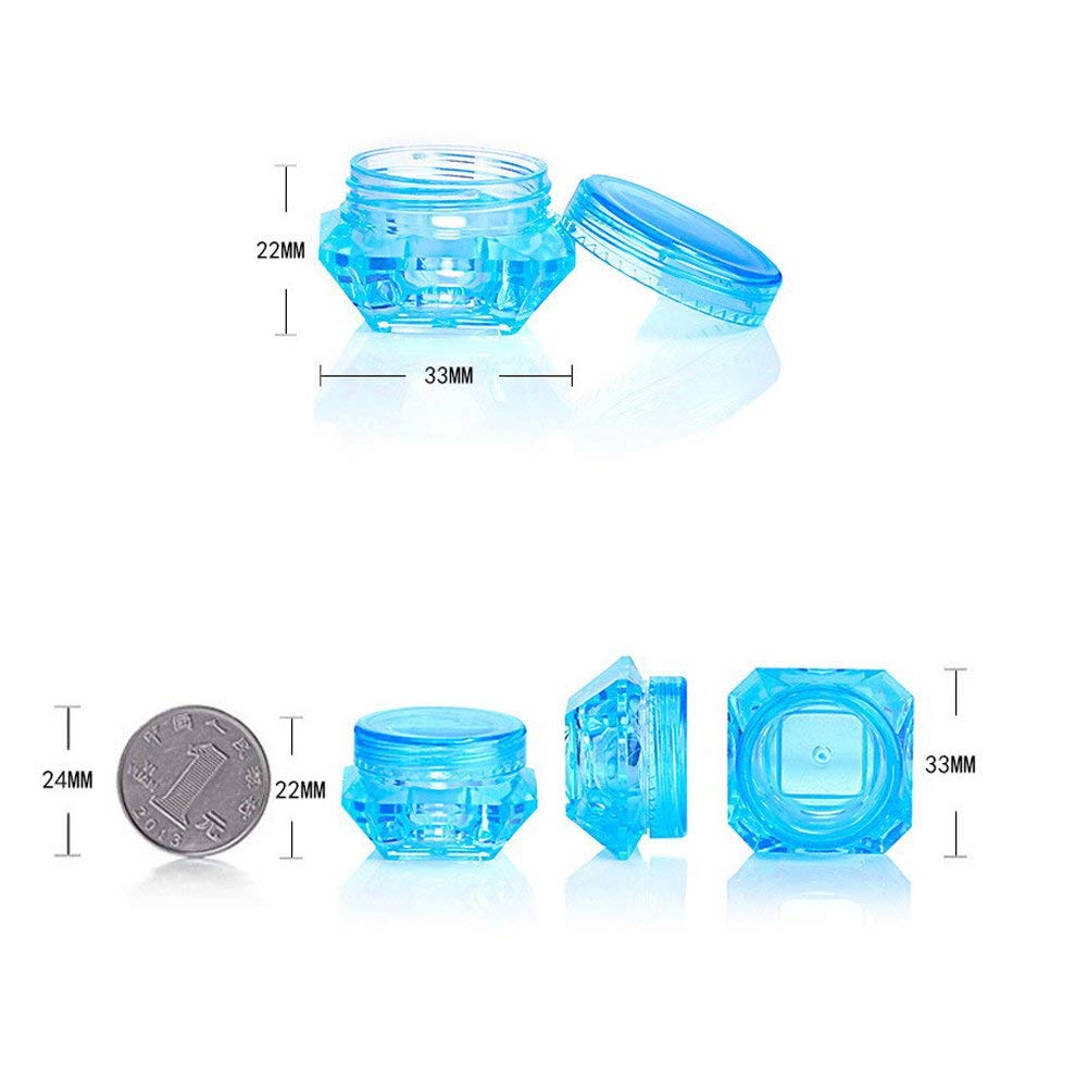Healthcom 50 Pcs 5 Gram/5 ML Cosmetic Sample Empty Container Plastic Clear Cosmetic Pot Jars with Lids Diamond-shape Makeup Jars Bottles for Eye Shadow Nails Powder Jewelry,Mix-Color