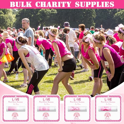 60 Pack Breast Cancer Awareness Lip Balms Bulk Small Pink Ribbon Thank You Lip Balms Gifts Set Breast Cancer Awareness Bulk Items Moisturizing Care Survivors Gifts for Women Men Survivors