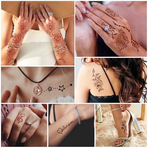 InkForge Temporary Tattoo Kit with 4 Inks & Stencils - Red, Black, Maroon, Cherry Red, DIY Body Art for Women Men Kids, Party Gifts - Variation: 4P-Red1 Black1 Maroon2