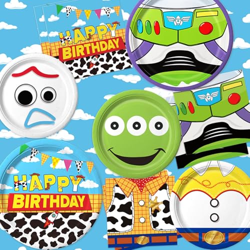 Cartoon Birthday Party Supplies Set for 30 Guests - Plates & Napkins