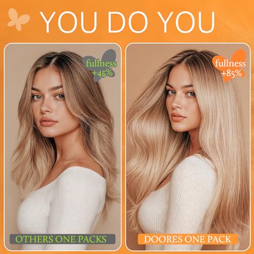 DOORES Clip in Hair Extensions 20" Jet Black 7pcs 120g