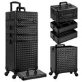 Arous 5-in-1 Black Rolling Makeup Train Case with Detachable Compartments