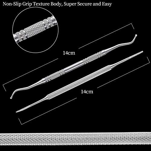 Silver Ingrown Toenail File and Lifter Kit - Stainless Steel Pedicure Tools with Storage Case