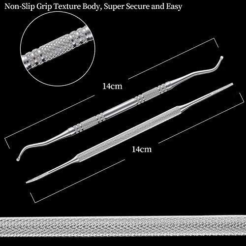 YINYIN 2-Pack Silver Stainless Steel Ingrown Toenail File & Lifter Set - Professional Pedicure Tool with Storage Case