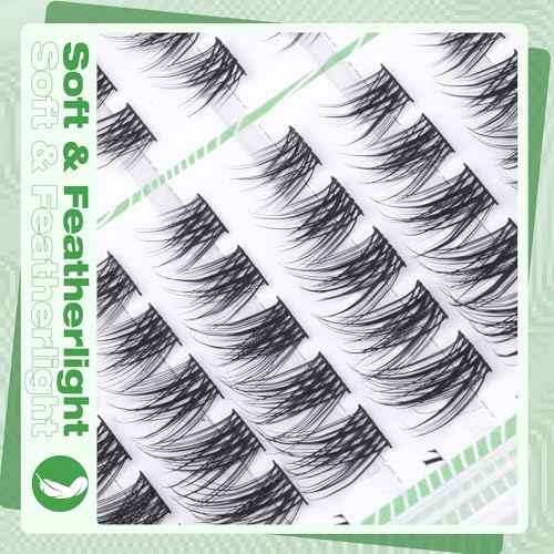 Cat Eye Lash Clusters Natural Eyelash Extension Half Lashes Wispy Individual Lash Extensions Pesta?as postizas Left & Right Eyelashes Clusters C-Curly Corner Cluster Lashes Beginner-Friendly DIY Lash