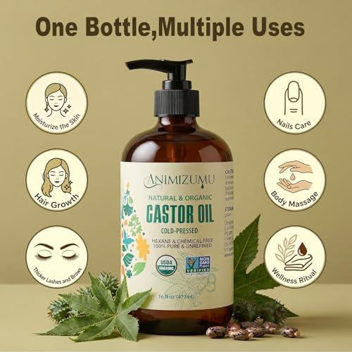 USDA Organic Cold Pressed Castor Oil - 100% Pure 16oz