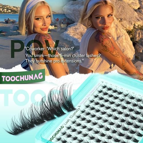 Wispy Lash Clusters 10-20mm Eyelash Clusters Natural Mascara-Look False Eyelashes Extensions Volume Individual Lashes D Curly Long DIY Cluster Eyelash Extensions by TOOCHUNAG