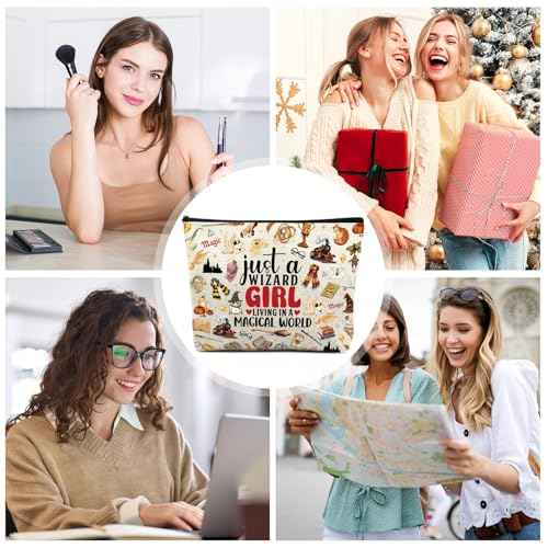 Magic Makeup Bag Gifts - Personalized Wizard Cosmetic Bags for Magical Books Lover Fans Canvas Toiletry Pouch for Women Girls Travel Beach Party Accessories Holiday Graduation Birthday Gift