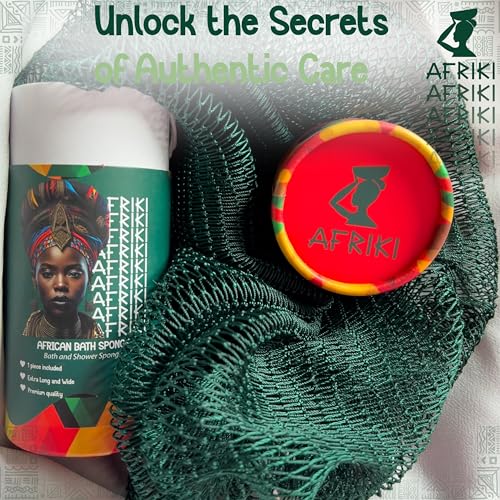 AFRIKI Forest Green African Net Sponge - Extra Long Exfoliating Body Scrubber