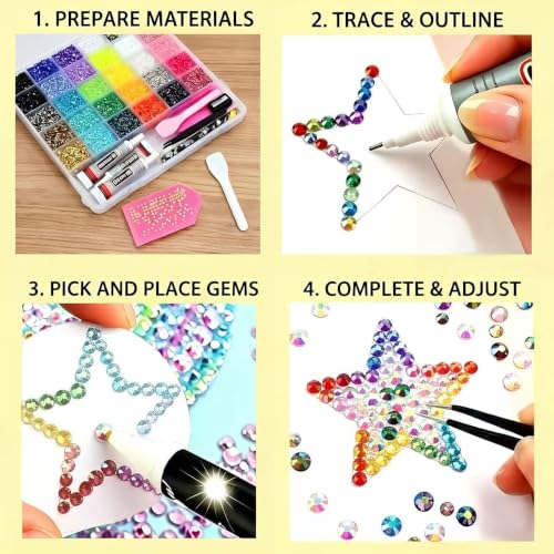 Bedazzling Kit 40000Pcs 30 Colors Flatback Rhinestones 3mm + B7000 Glue