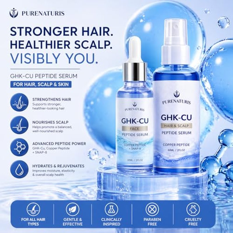 PureNaturis GHK-Cu Copper Peptide Serum Kit for Face & Hair