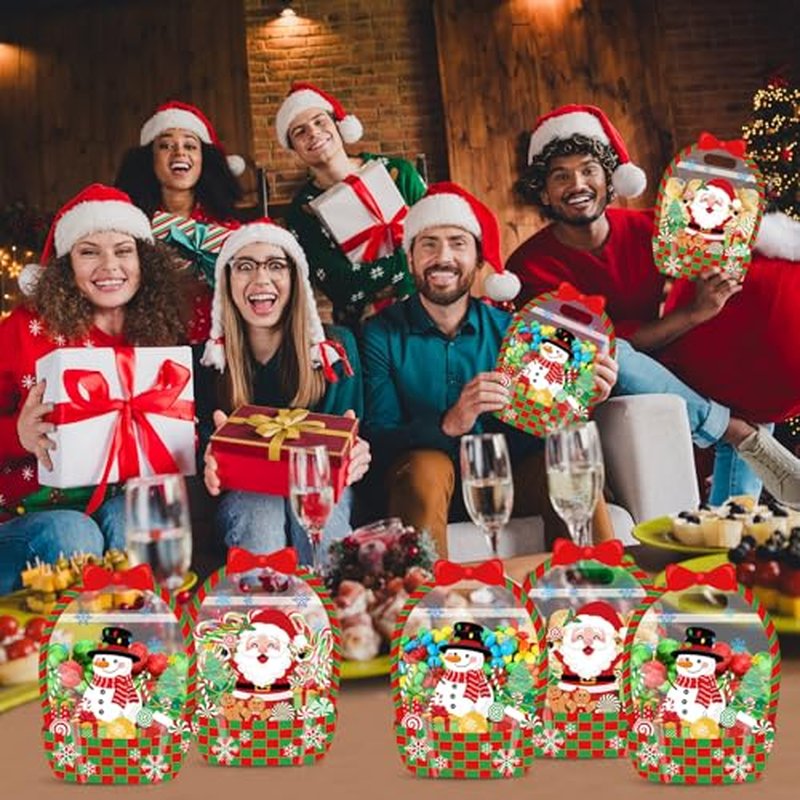 Fuutreo 50 Pcs Christmas Gift Bags with Handles - Resealable Plastic Favor Bags