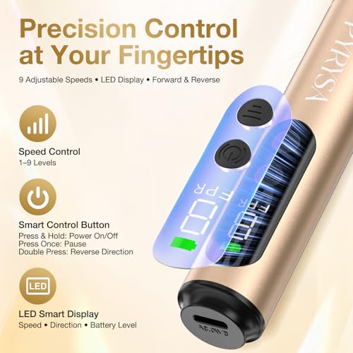 Professional Cordless Electric Nail Drill Kit with LED Display